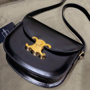 CELINE - Triomphe Besace Clea Crossbody, Black